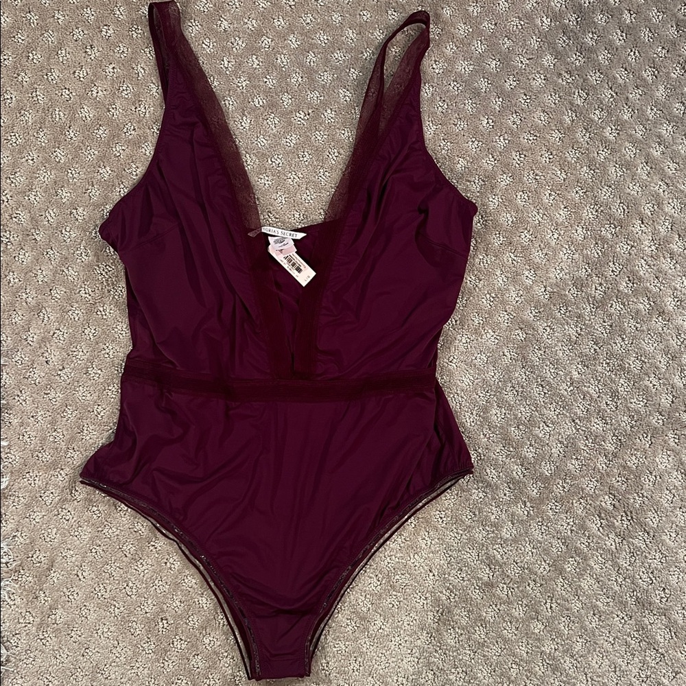 Victoria's Secret Wine V-Neck Bodysuit - Picture 2 of 7